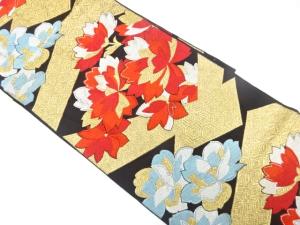 アンティーク　花に古典柄織り出し袋帯（材料）